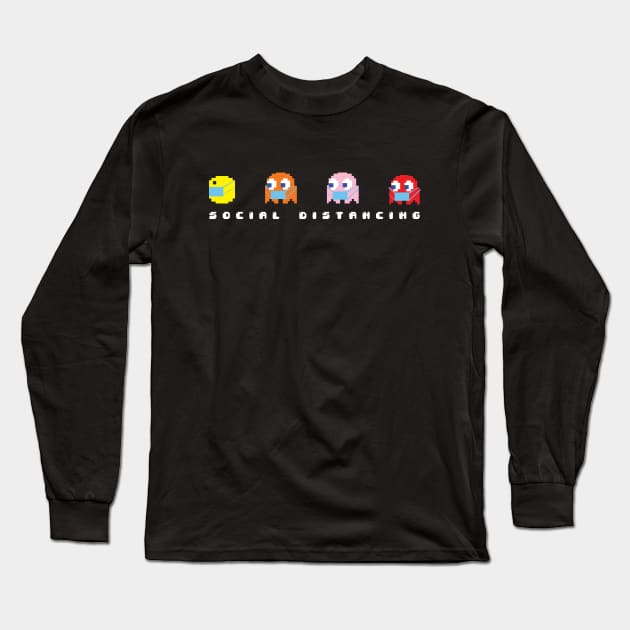 Social Distancing Pacman Long Sleeve T-Shirt by wookiemike